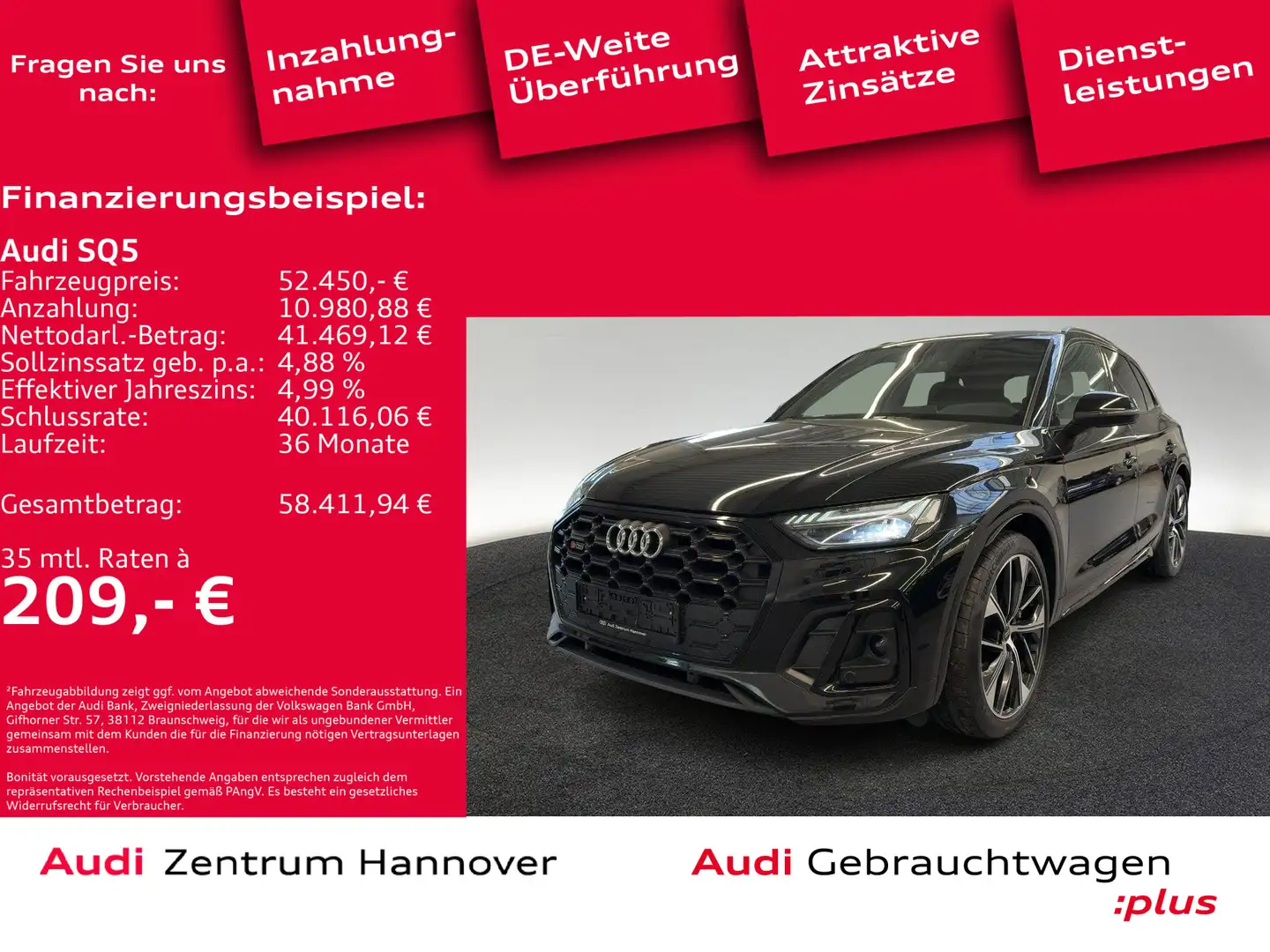 Audi SQ5 3.0 TDI qu. Matrix AHK B&O Kamera Luft Memor Schwarz - 1