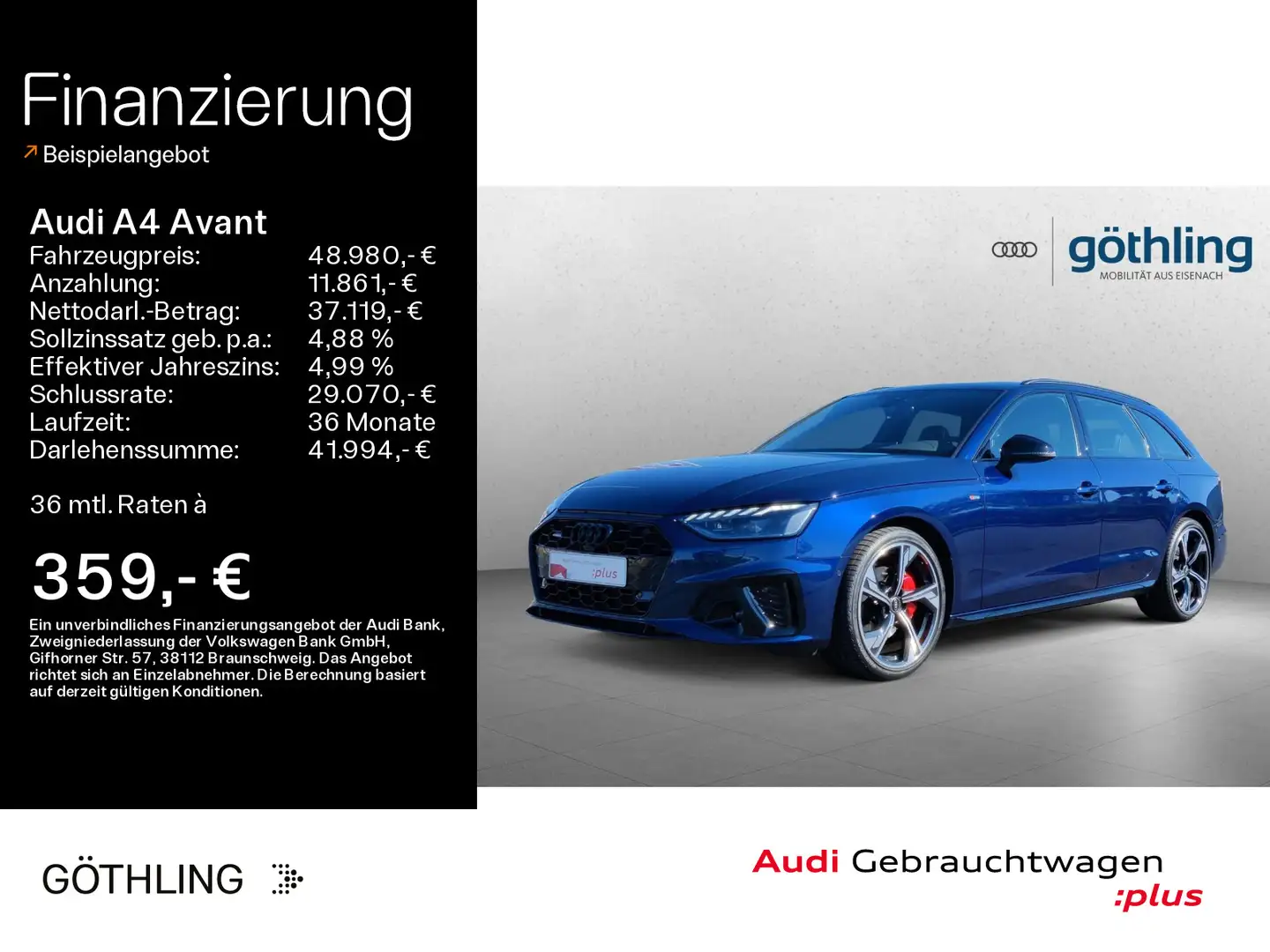 Audi A4 40 TDI qu 2x S line *Pano*S-Sitze*LED*V Blau - 1