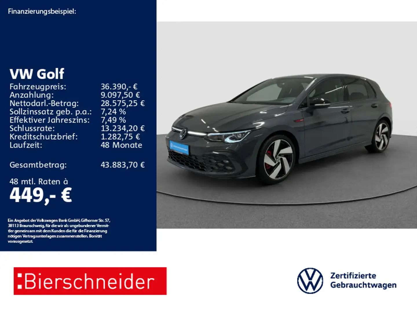 Volkswagen Golf GTI Golf 8 GTI 2.0 TSI DSG Black MATRIX STHZ HuD CAM Grau - 1