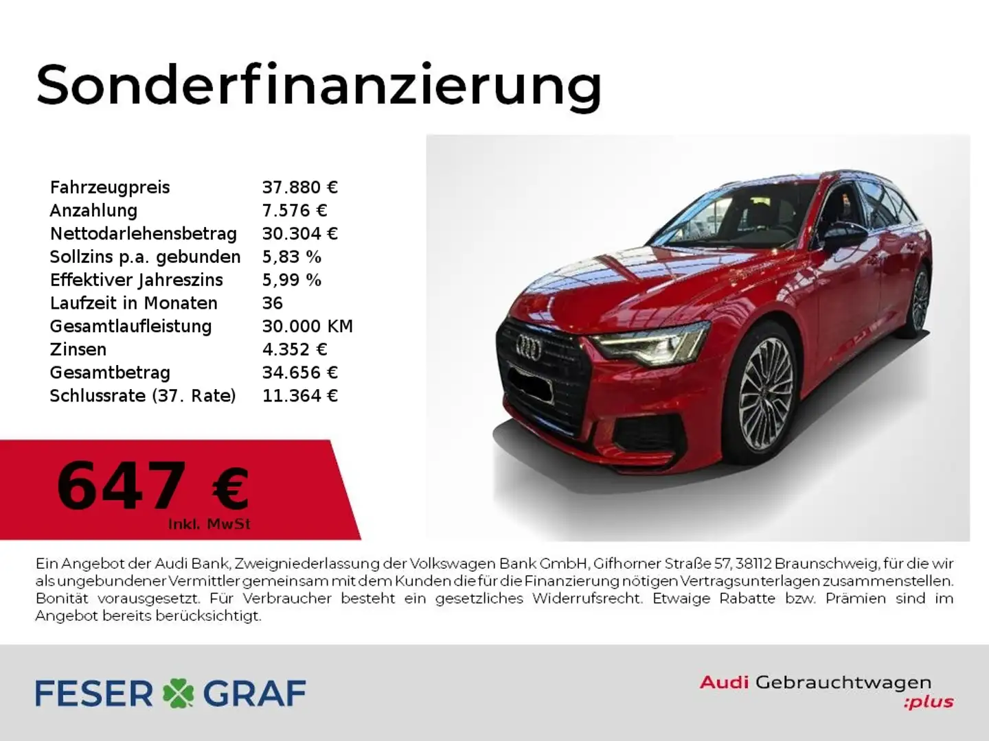 Audi A6 Avant 55 TFSI e quattro sport S tronic Matrix / B& Rot - 1