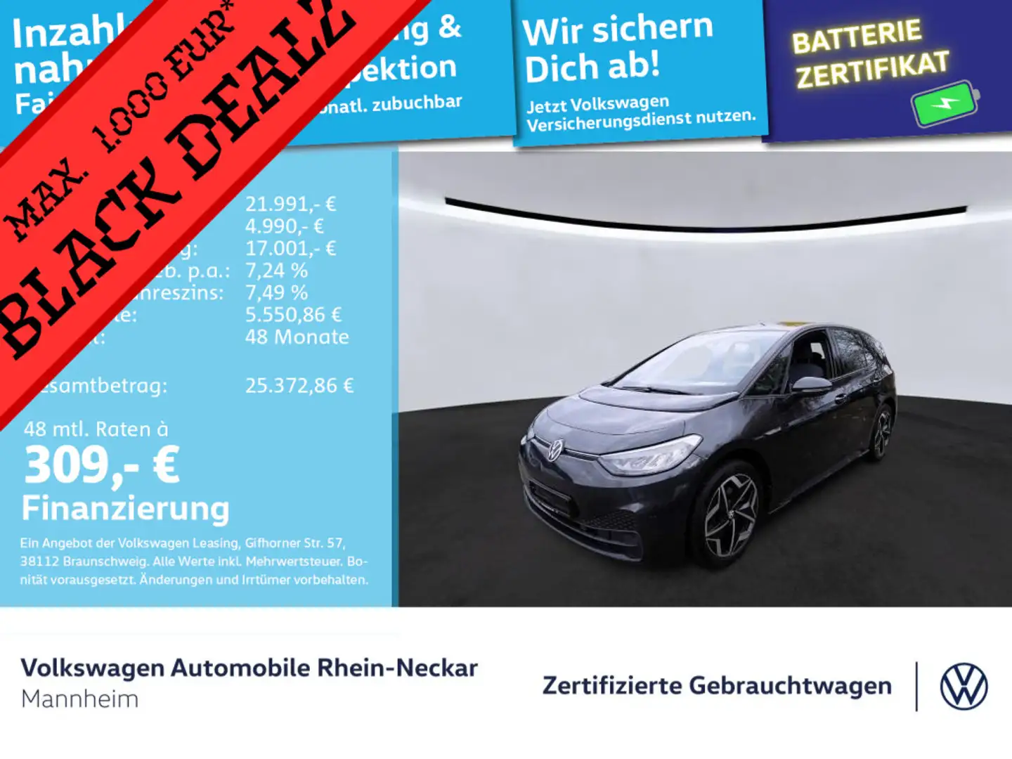 Volkswagen ID.3 Pro 150kW Navi Kamera LED uvm Grau - 1