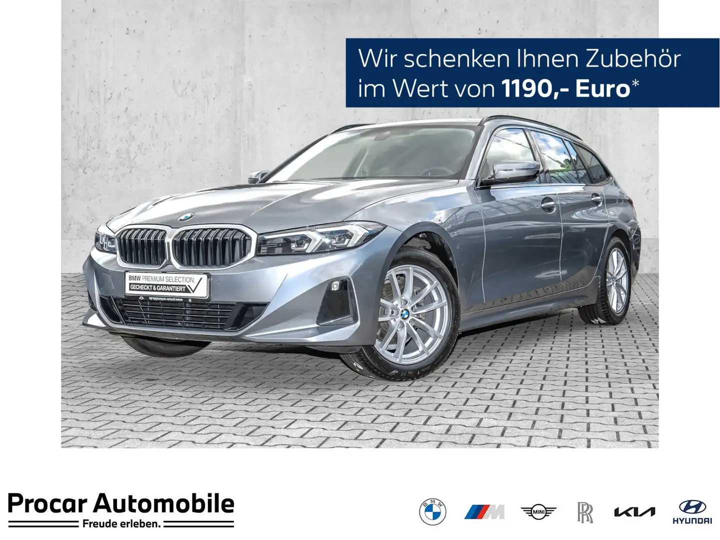 BMW 318 d Touring HUD NAVI LED PDC V+H DAB Tempomat Grau - 1