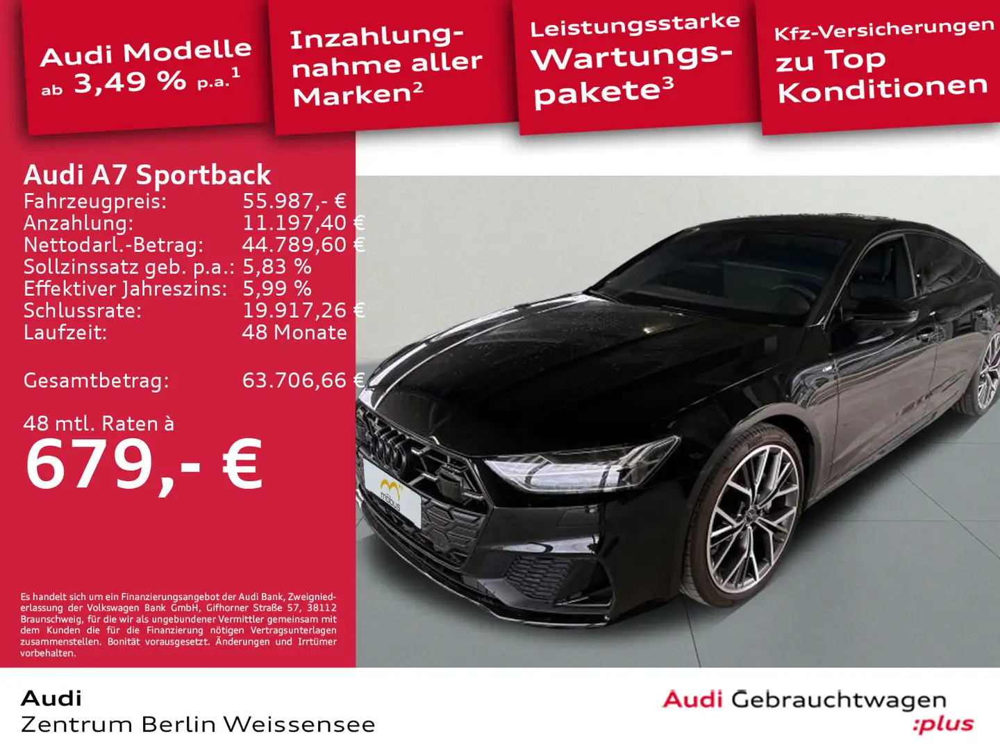 Audi A7 45 TFSI S-TRO*S-LINE*MATRIX*B&O*RFK Schwarz - 1