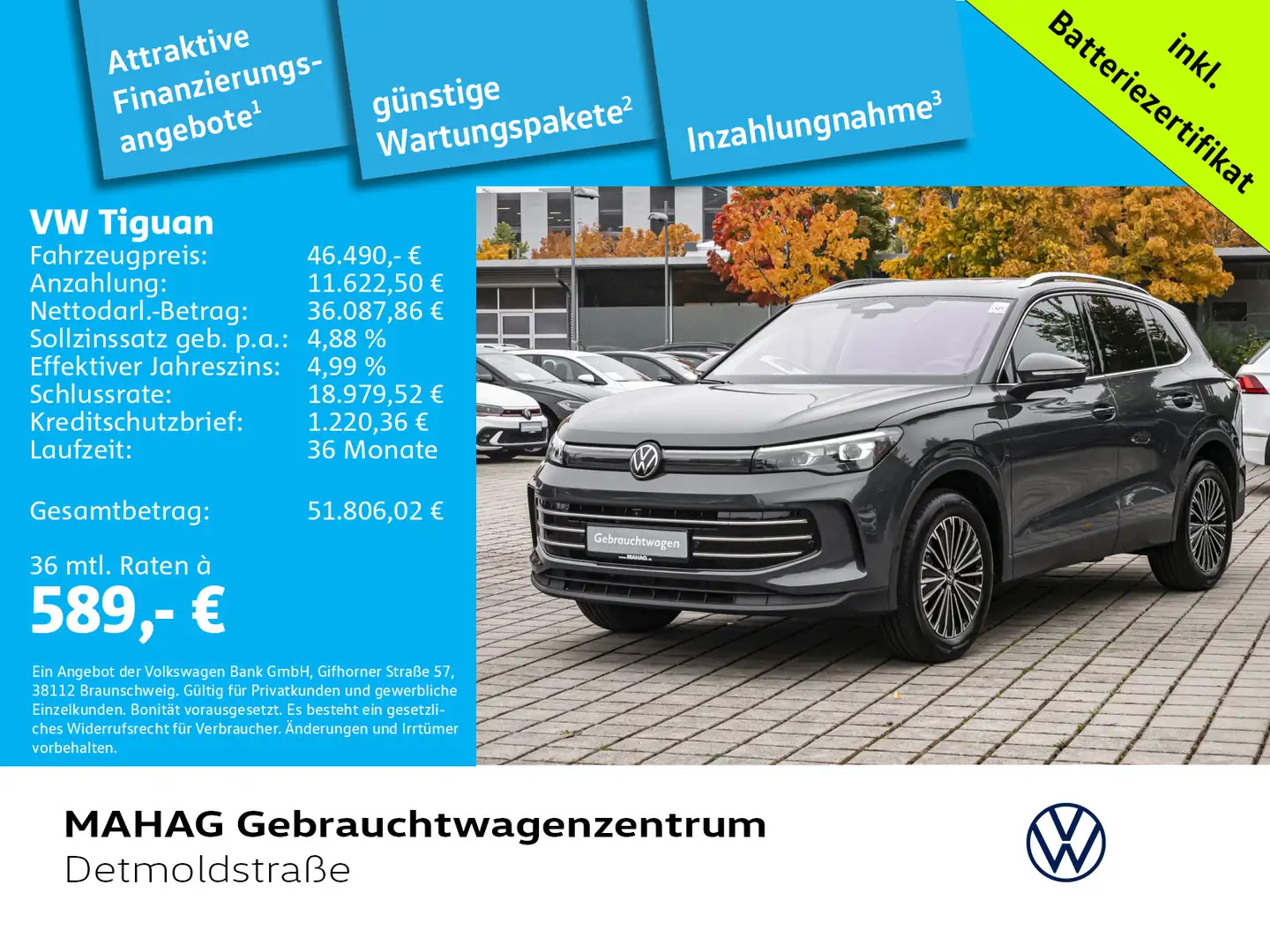 Volkswagen Tiguan Elegance 1.5 eHybrid IQ.Light IQ.Drive Pa Grau - 1