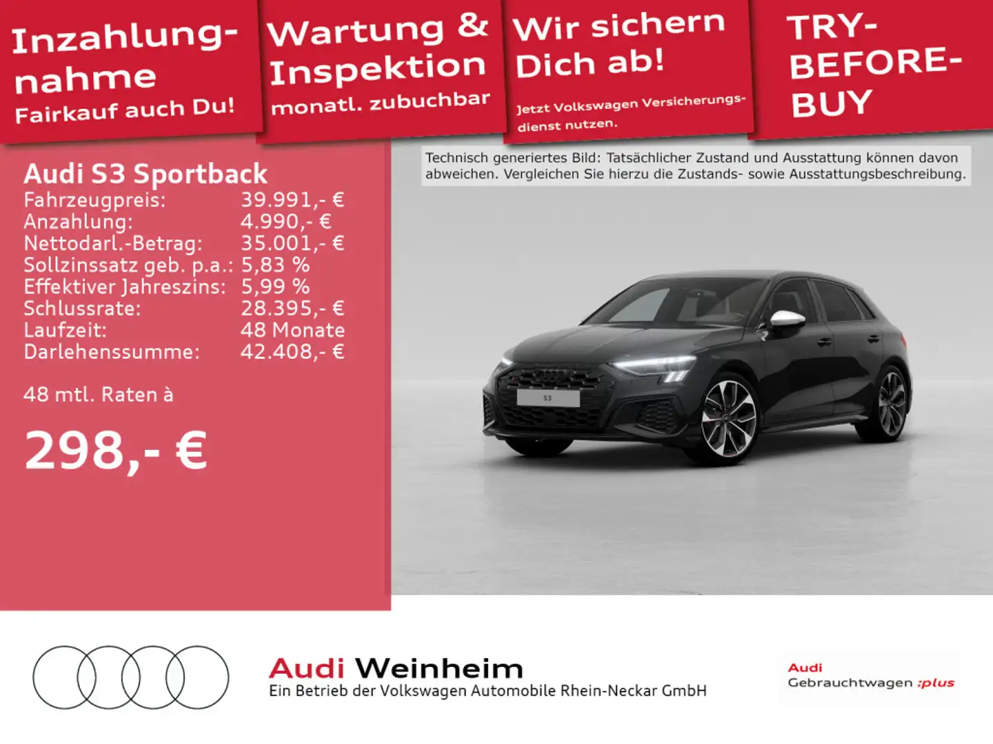 Audi S3 TFSI quattro LED Navi S-tronic PDC Schwarz - 1