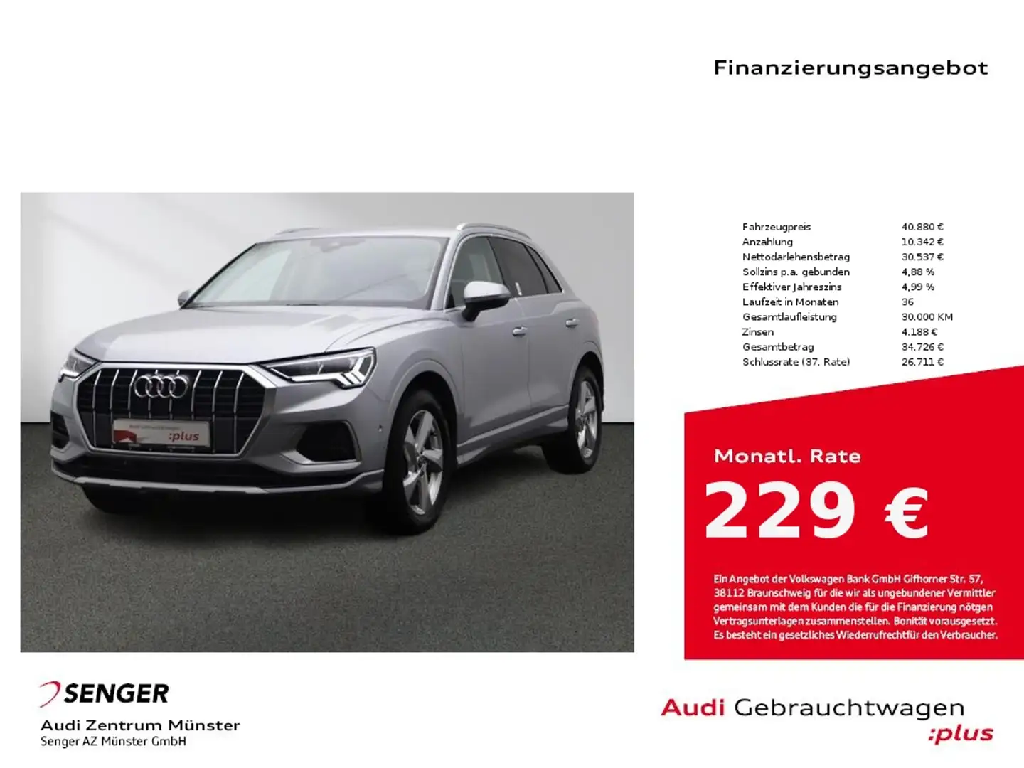 Audi Q3 35 TFSI advanced S tronic Kamera Navi LED Silber - 1