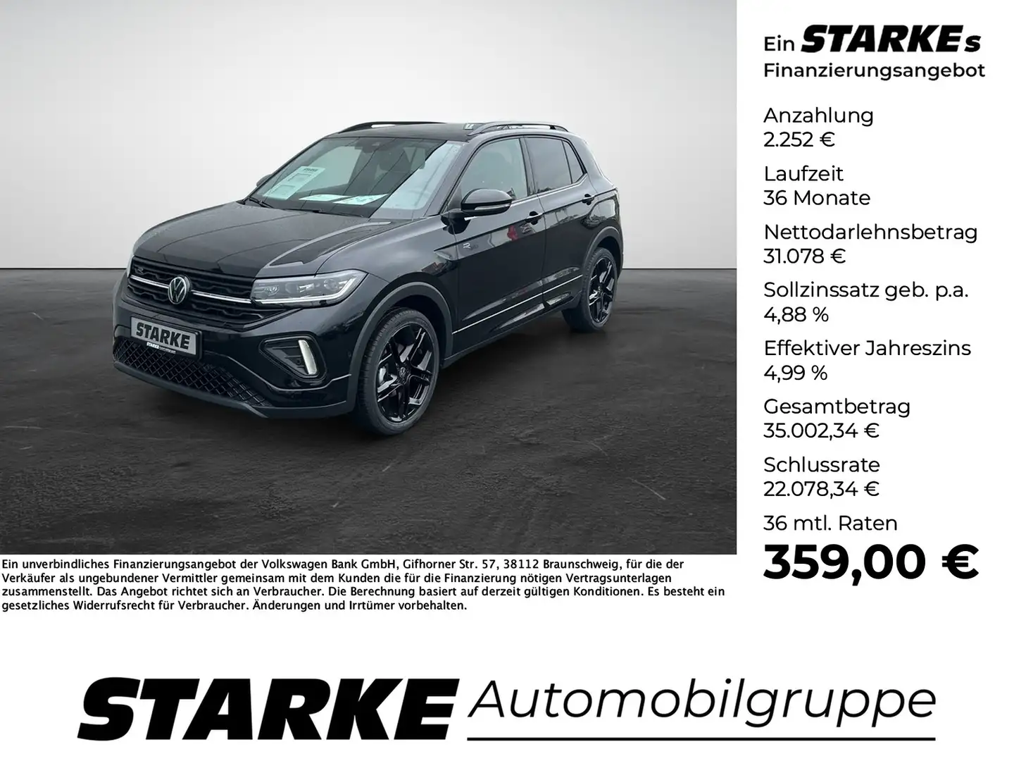 Volkswagen T-Cross 1.5 TSI DSG R-Line Schwarz - 1