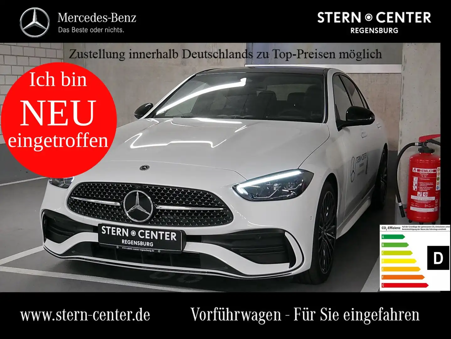 Mercedes-Benz C 220 d LED MBUX AMG SHD AHK 360 Night Cam Totw Weiß - 1