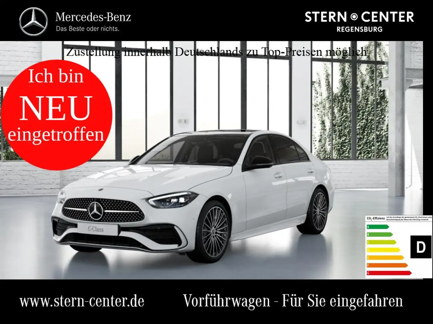 Mercedes-Benz C 220 d LED MBUX AMG SHD AHK 360 Night Cam Totw Wit - 1