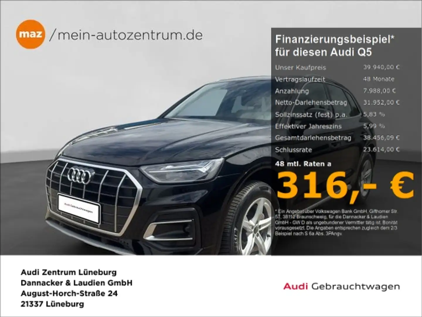Audi Q5 40 2.0 TFSI quattro advanced Alu LED AHK Navi Schwarz - 1