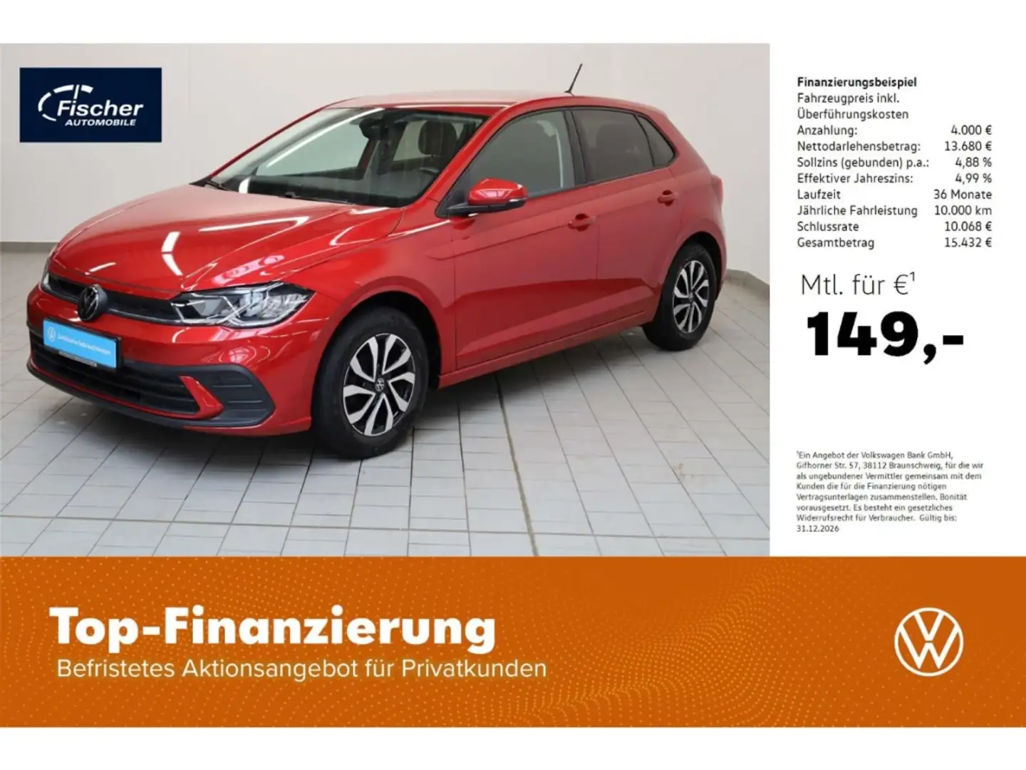 Volkswagen Polo 1.0 TSI OPF Active 5-Gg. LED/ACC/PDC/SH Rot - 1