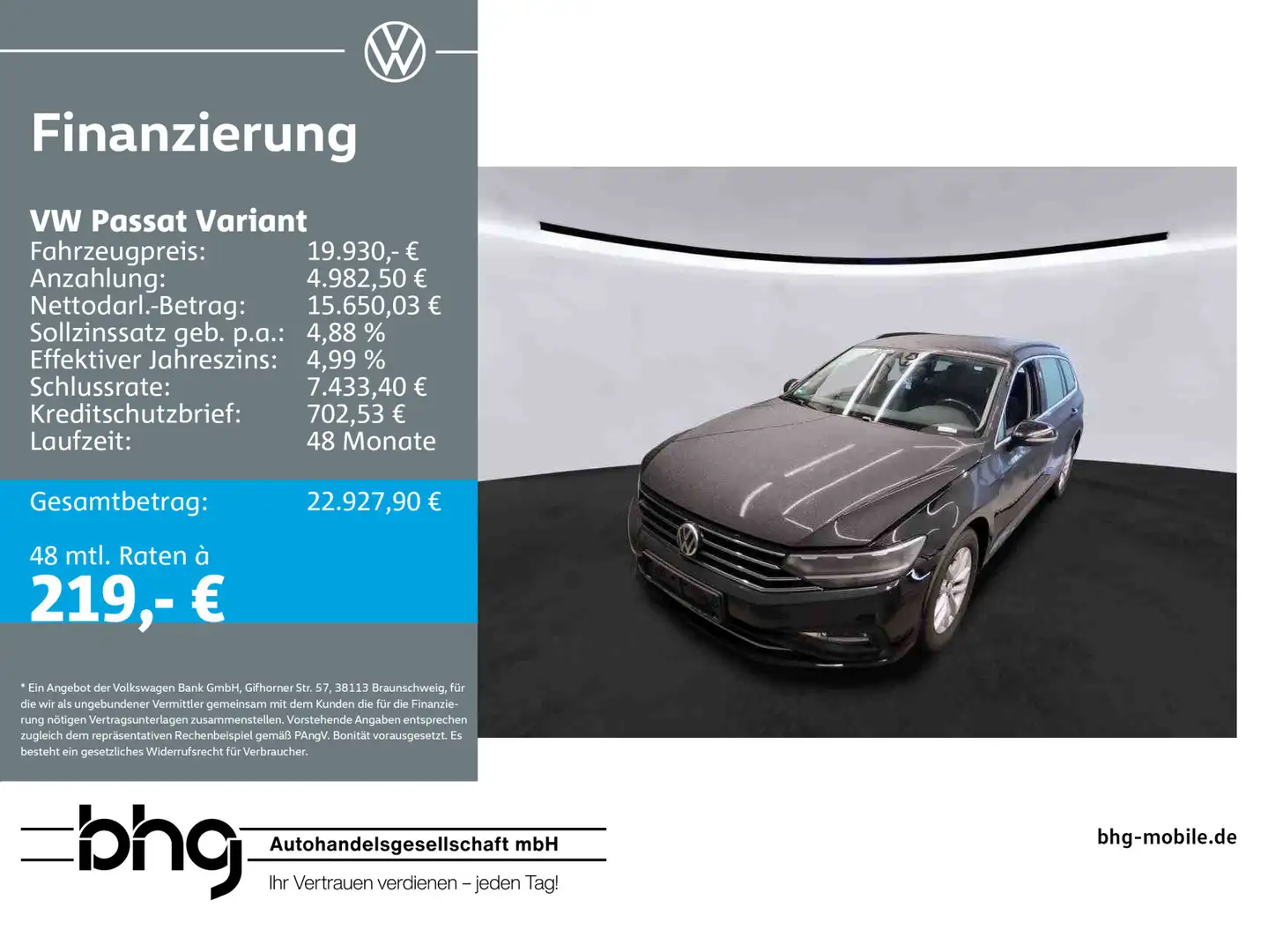 Volkswagen Passat Variant 2.0 TDI SCR Business Schwarz - 1