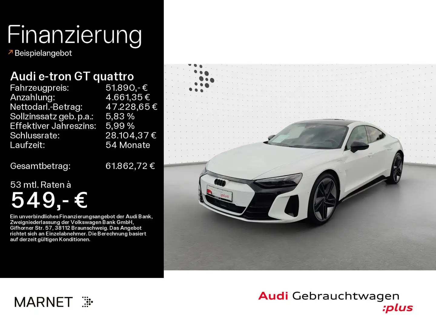 Audi e-tron GT *Navi*LED*Alu*HUD*PDC*Pano*Kame Weiß - 1