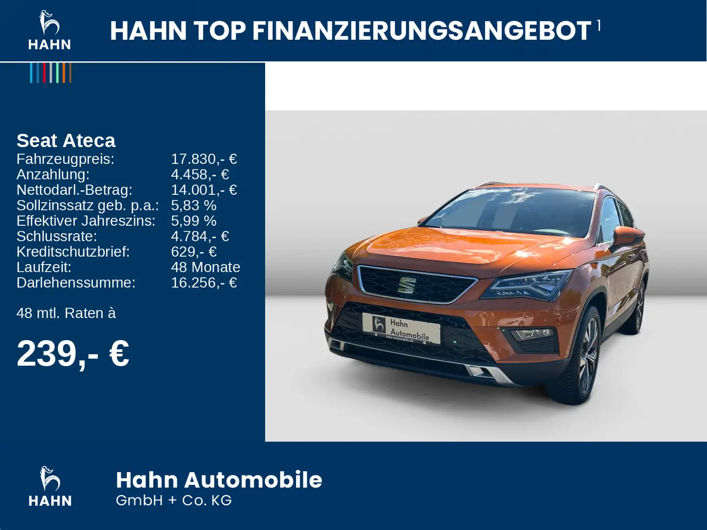 SEAT Ateca Xcellence 2.0TDI 4Drive LED Kamera Navi Pa Orange - 2