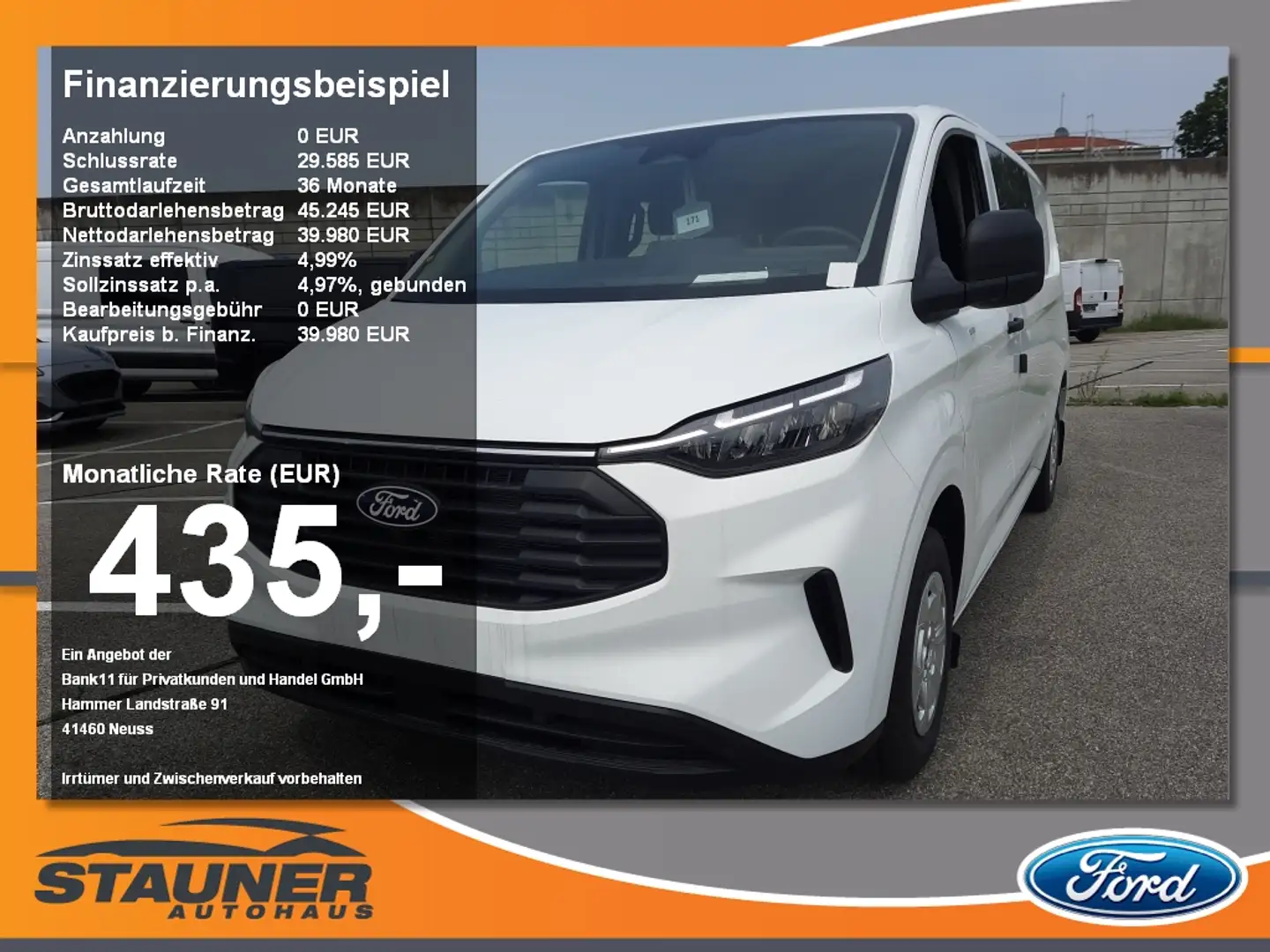 Ford Transit Custom Doka Trend 320L2 RFK LED Navi Weiß - 1