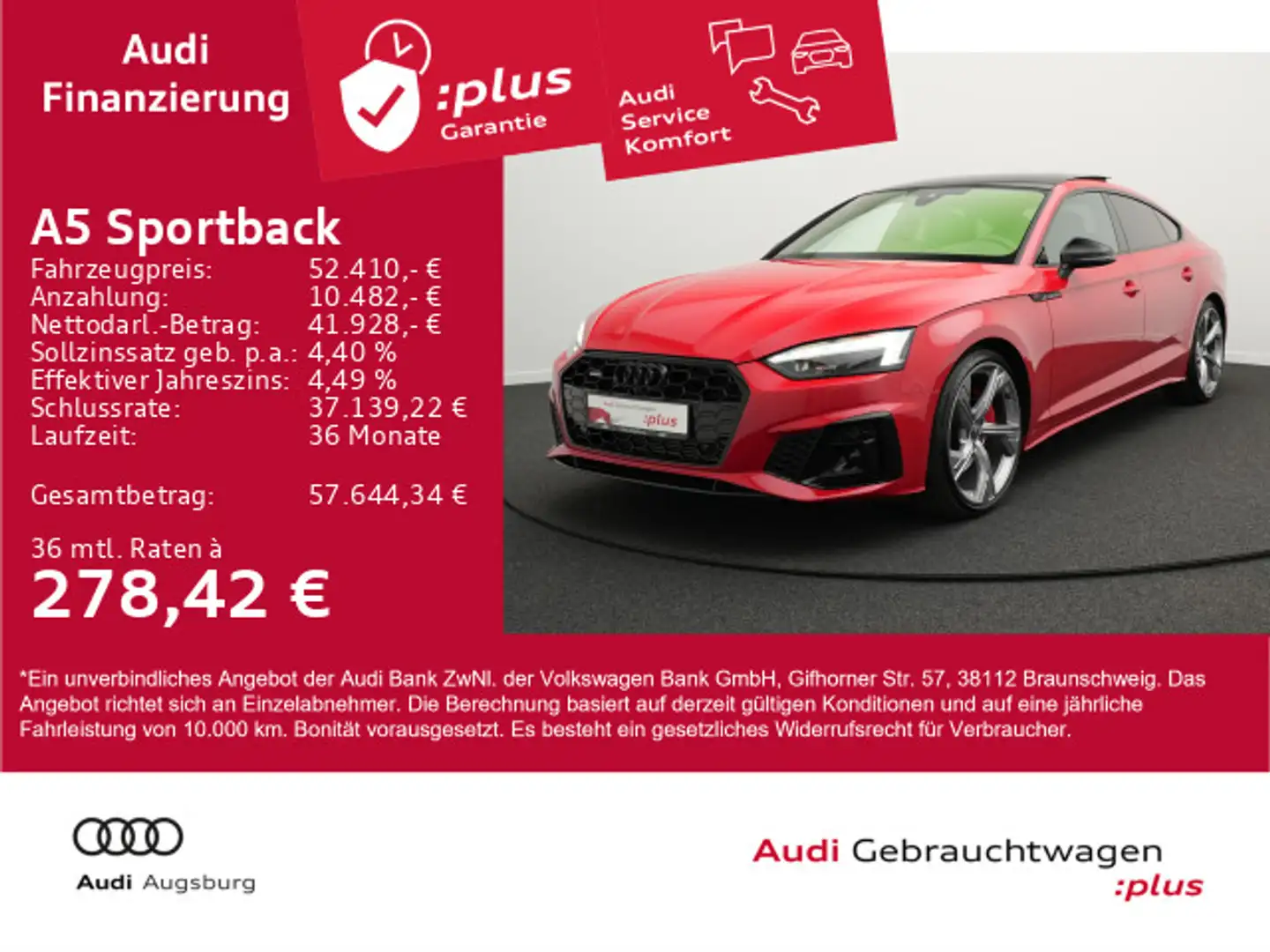 Audi A5 2x S line 45 TFSI *Black*AHK*8-fach Rot - 1
