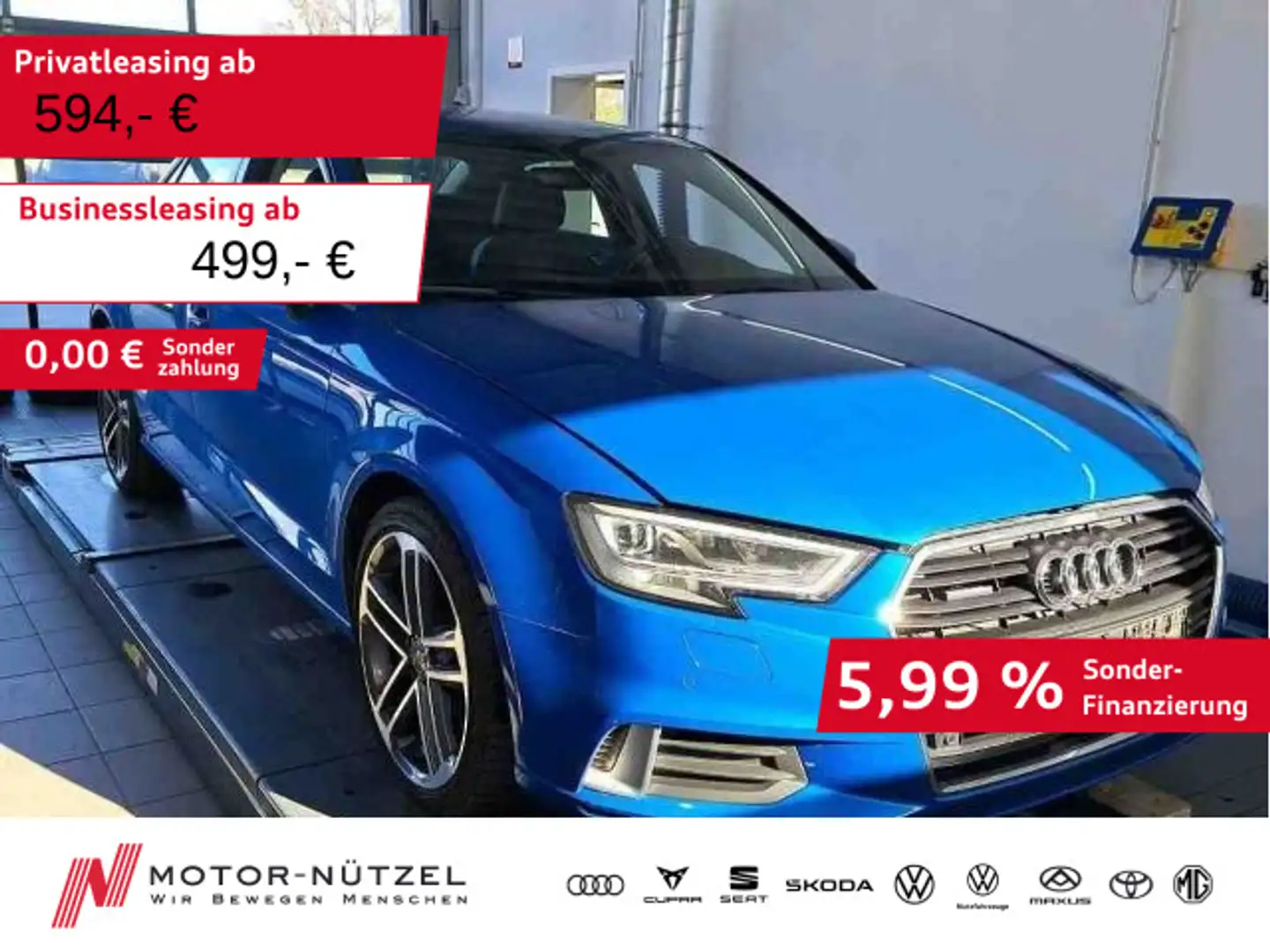 Audi A3 40 TFSI QU SPORT LED+NAV+VC+DAB+B&O Blau - 1