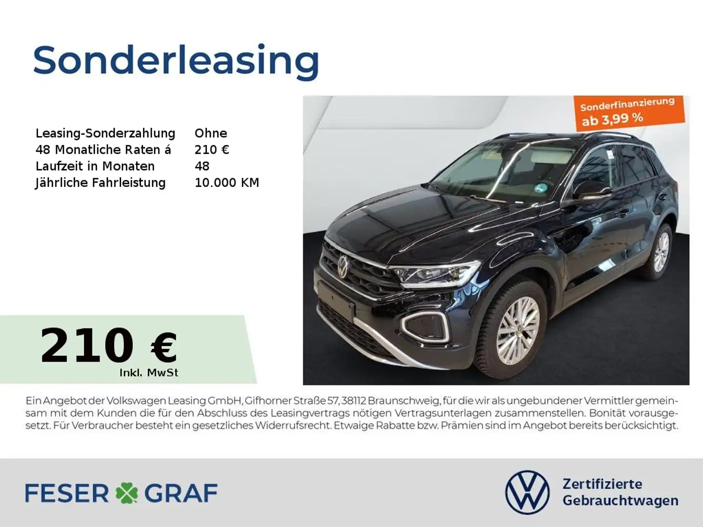 Volkswagen T-Roc Life 1.0 TSI Navi LED DigiCockpit SiHz ParkAssist Schwarz - 1