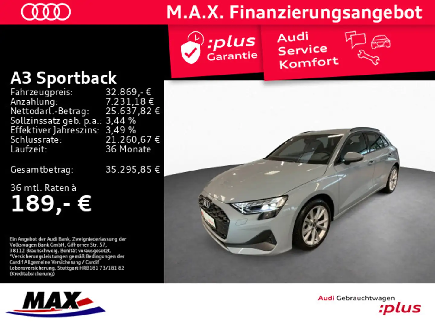 Audi A3 30 TFSI NAV+AHK+SONOS+KAM+S-LENKRAD Grau - 1