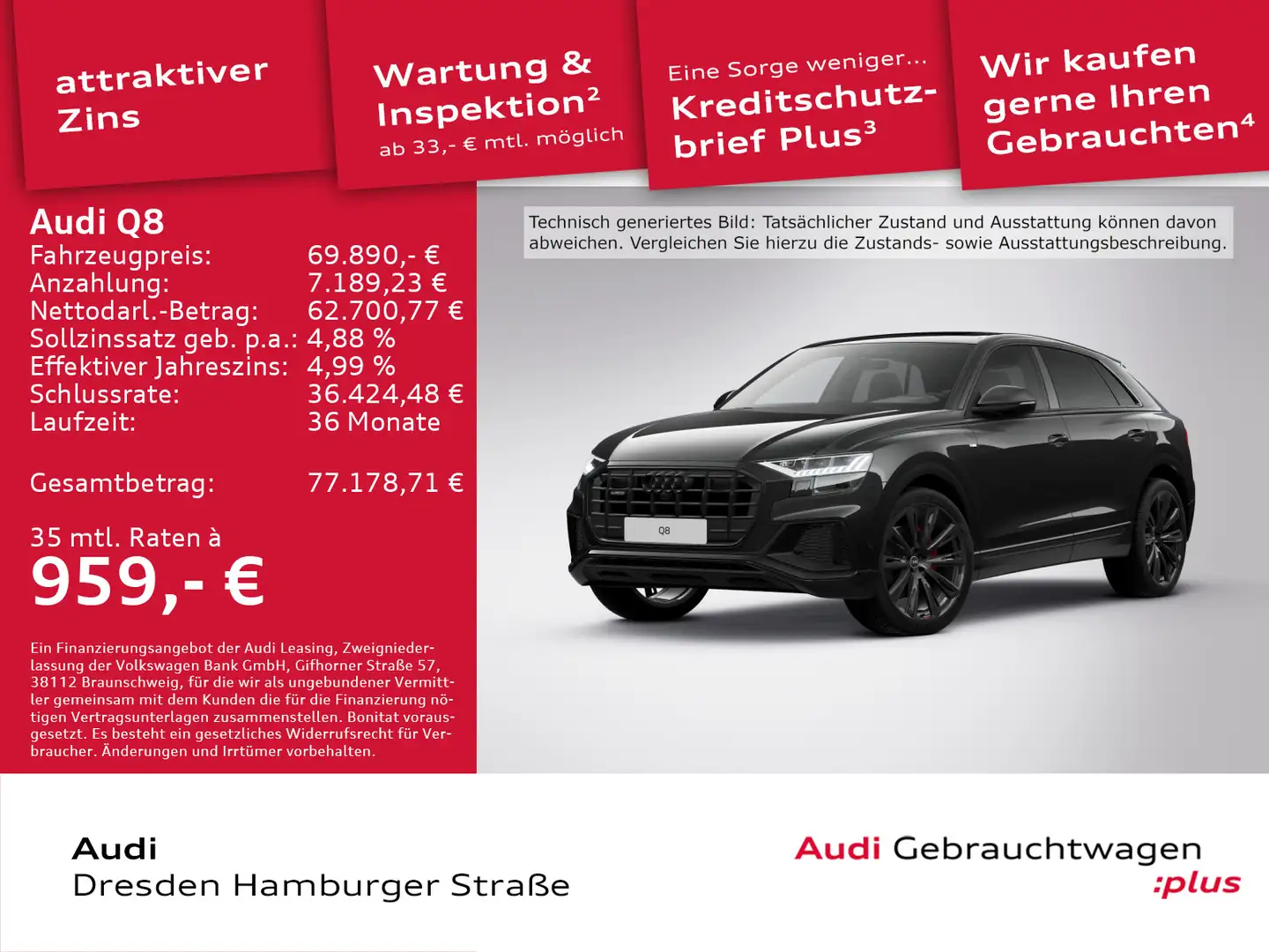 Audi Q8 50 TDI competition plus quattro S line Pano Schwarz - 1