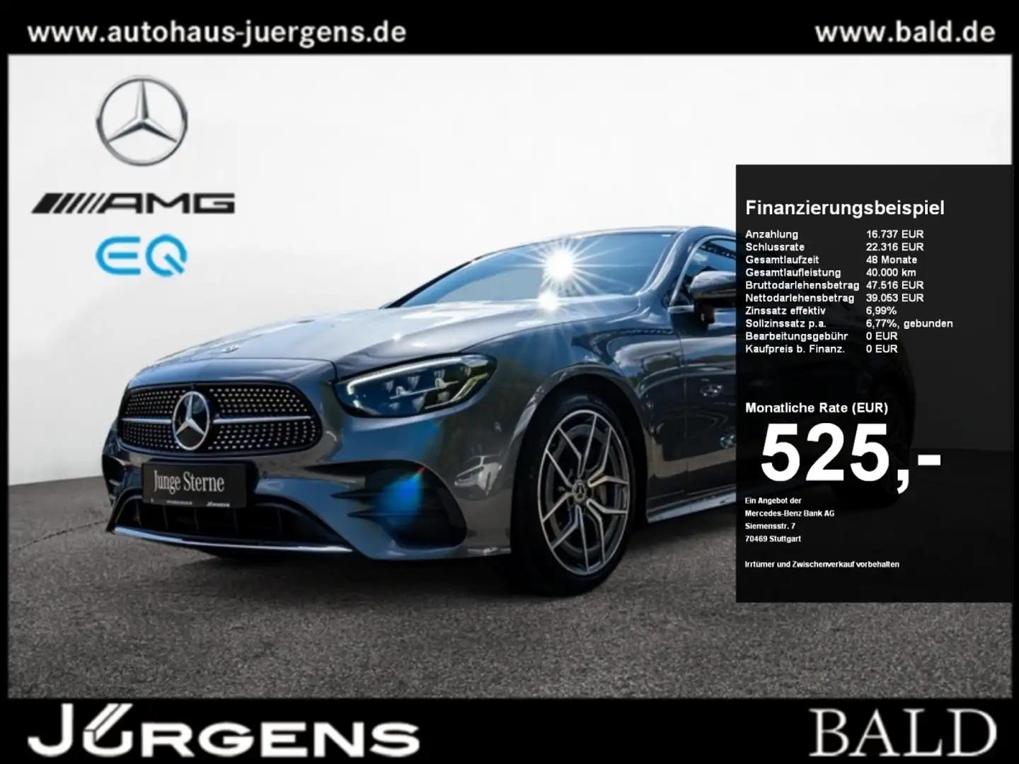 Mercedes-Benz E 300 Coupé AMG-Sport/LED/360/Pano/Totw/SHZ/19' Grijs - 1