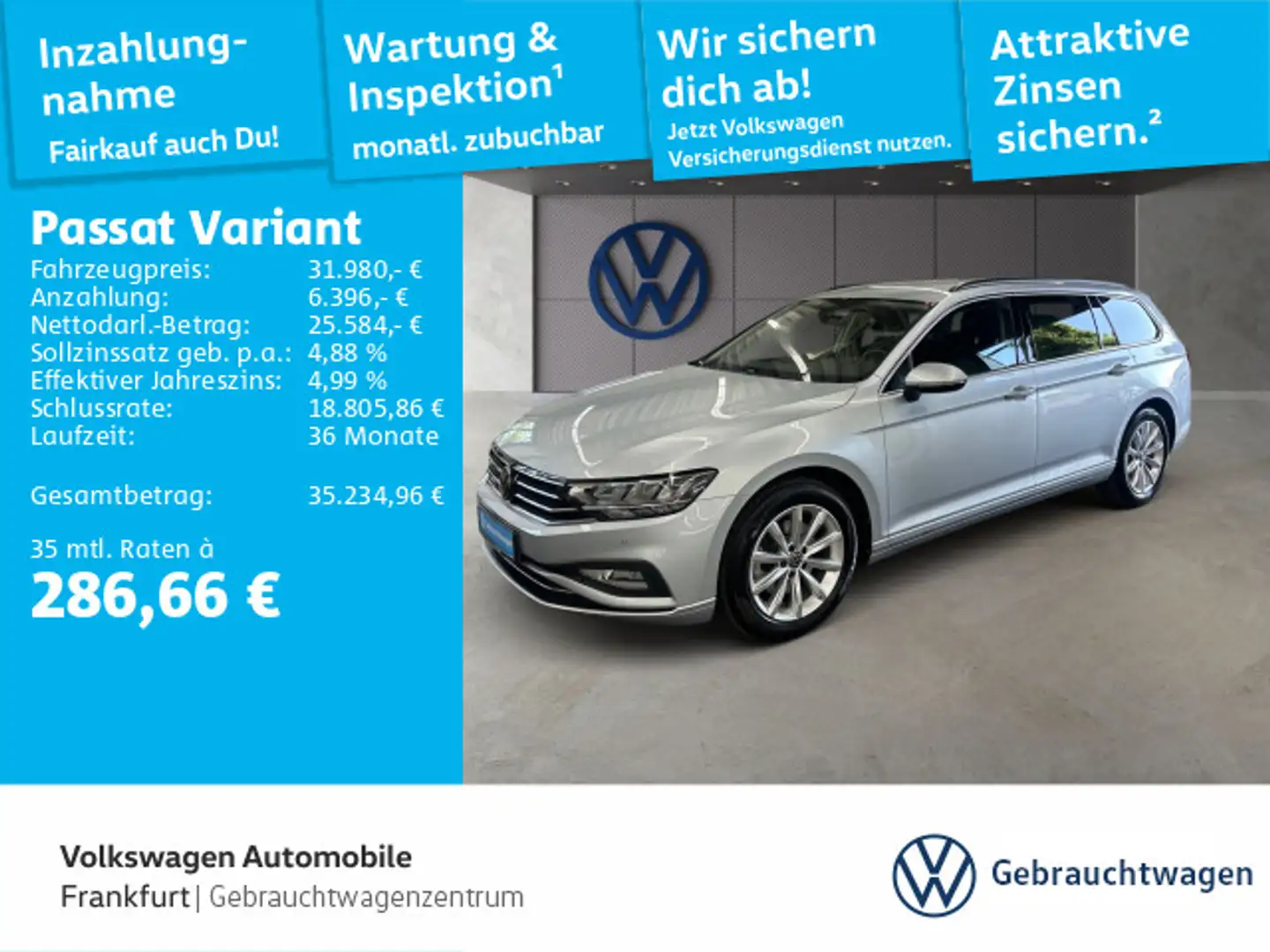 Volkswagen Passat Variant 2.0 TDI DSG Business Navi LED Fro Silber - 1