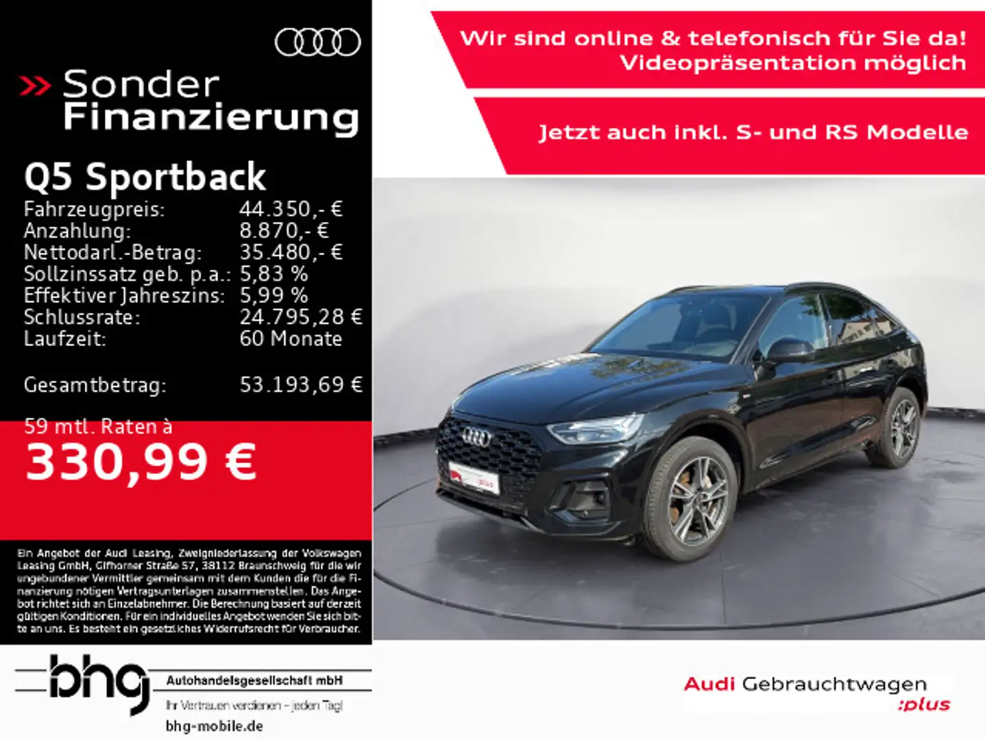 Audi Q5 50 TDI quattro S-line LED/Head-up/A Schwarz - 1