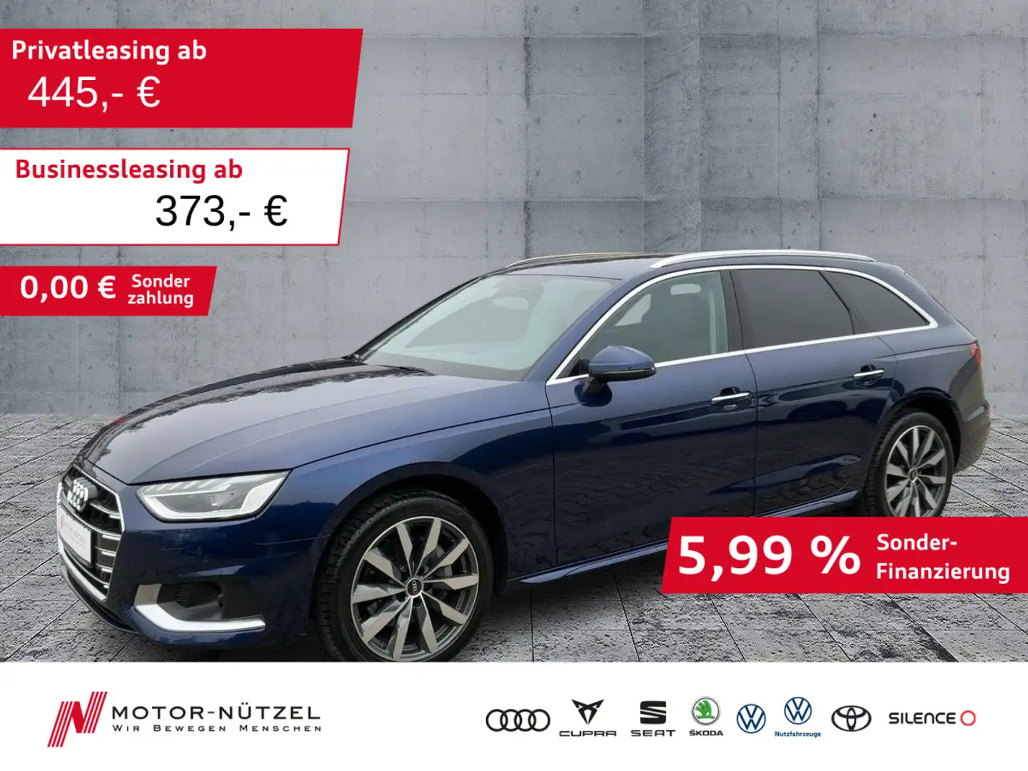 Audi A4 40 TDI QU S-TR MATRIX+NAVI+AHK+STHZG+VC Blau - 1