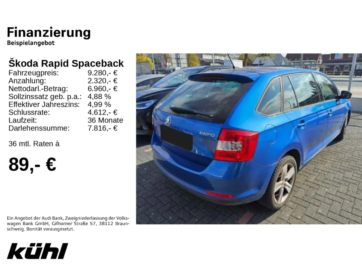 Skoda Rapid/Spaceback 1.2 TSI Drive Climatronic Sitzhz Bleu - 2