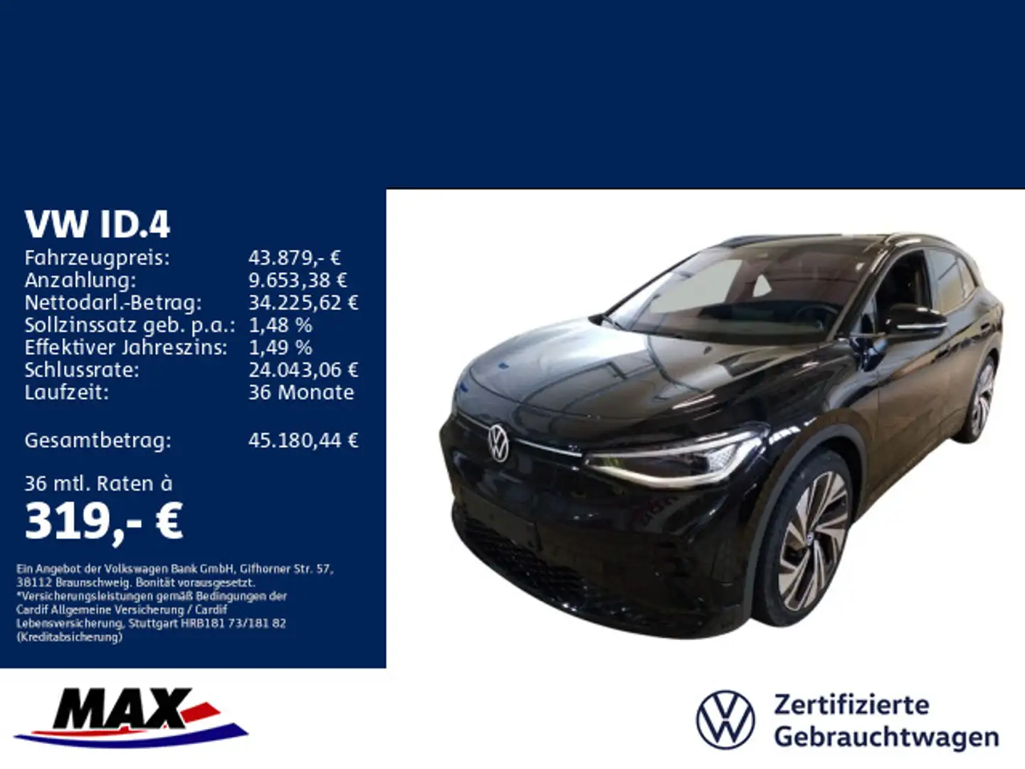 Volkswagen ID.4 GTX 4MOTION IQ.LIGHT+AHK+PANO+AR HUD+NAVI++ Schwarz - 1