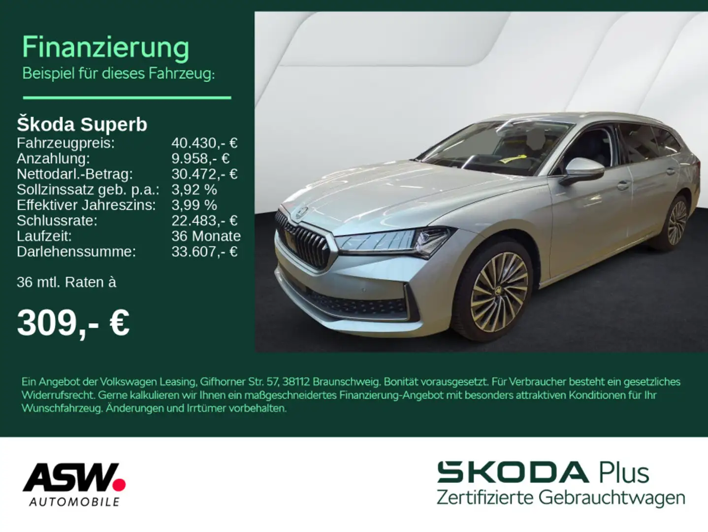 Skoda Superb Combi L&K 2.0 TDI DSG Navi RFK LEDER AHK Silber - 1