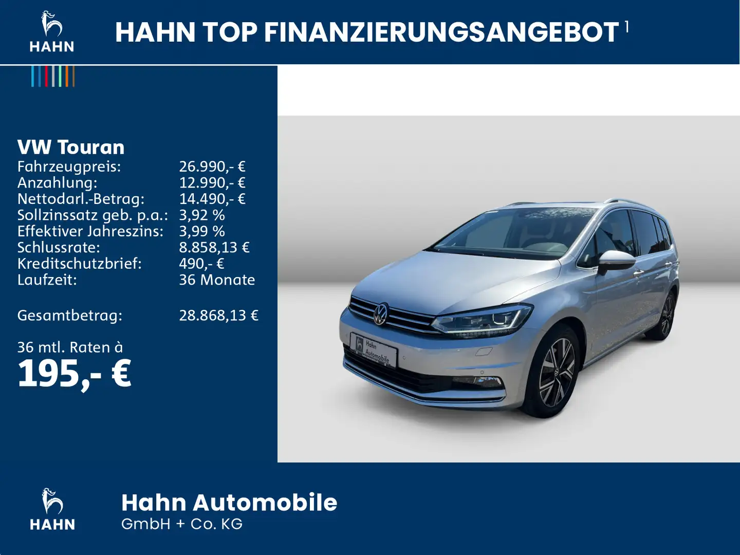 Volkswagen Touran 2.0TDI DSG Highline LED Nav Pano ACC APP Argent - 2