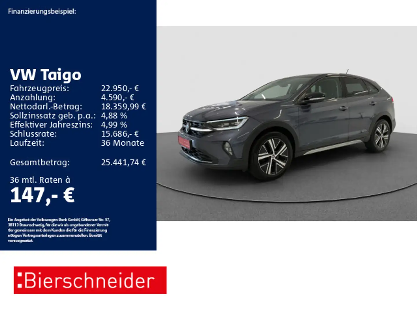 Volkswagen Taigo 1.0 TSI DSG Style AHK MATRIX PANO ACC 17 Grau - 1