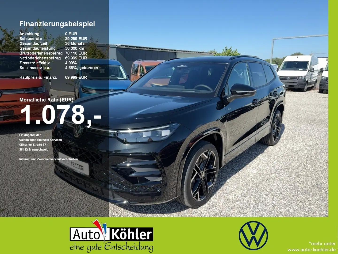 Volkswagen Tayron R-Line TSi Matrix/Pano/Black/AHK/StHz/360 Schwarz - 1