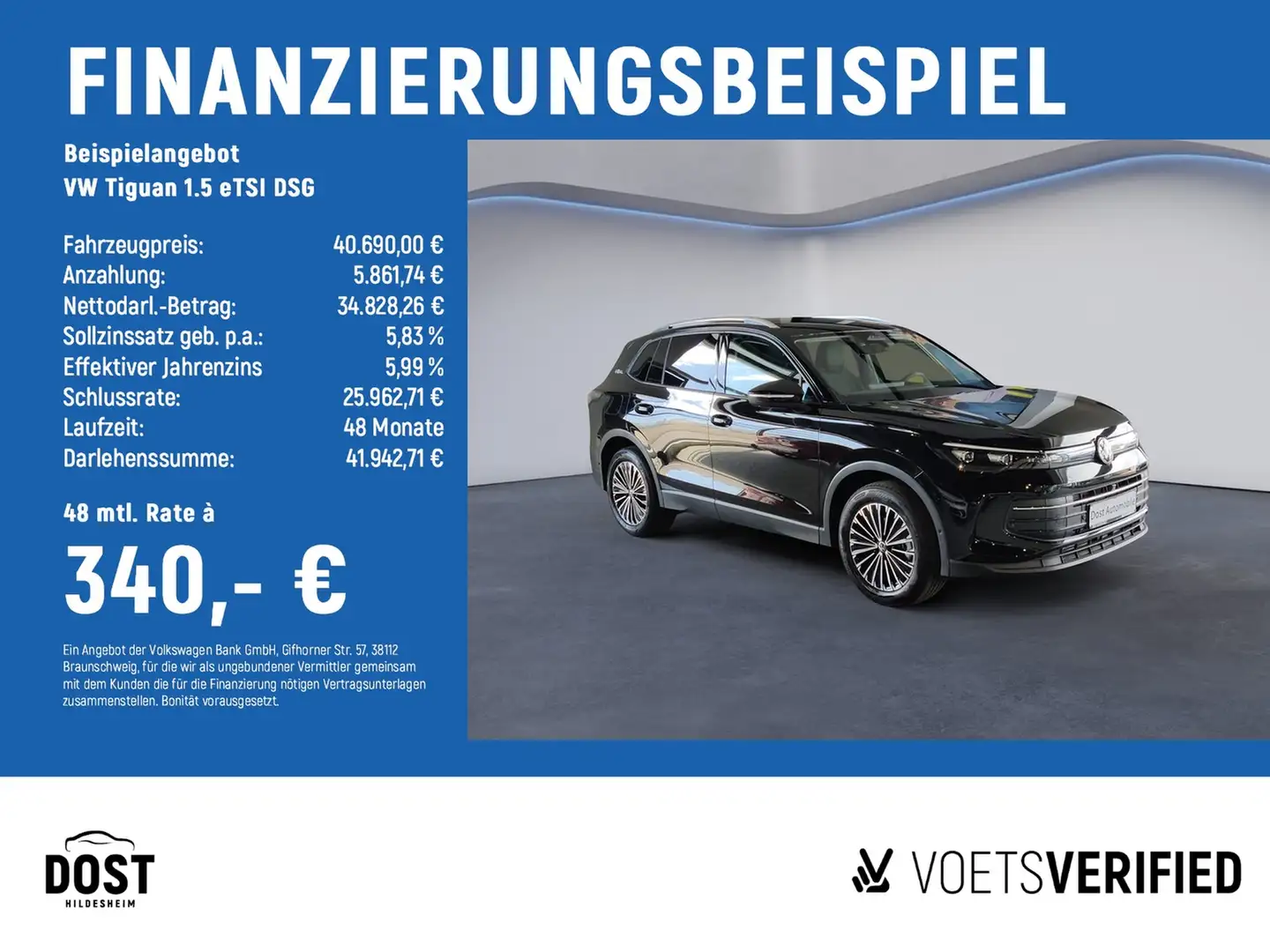 Volkswagen Tiguan 1.5 eTSI DSG Goal AHK+KLIMA+LED+NAVI+SHZ Schwarz - 2