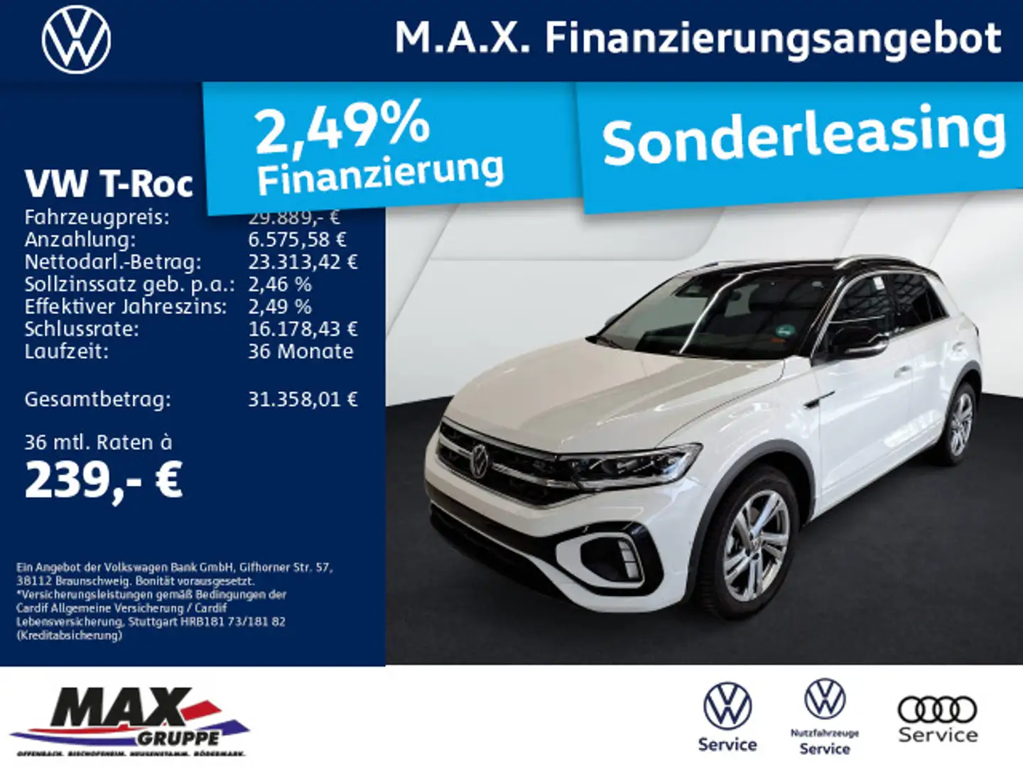 Volkswagen T-Roc 1.5 TSI DSG R LINE LED+AHK+ACC+APP+KAMERA+ Weiß - 1