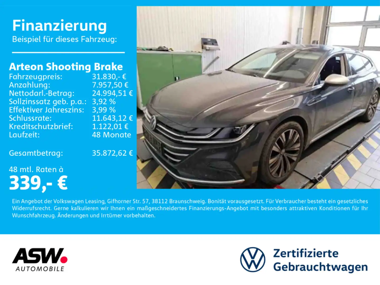 Volkswagen Arteon Elegance 2,0 TDI DSG AHK Grau - 1