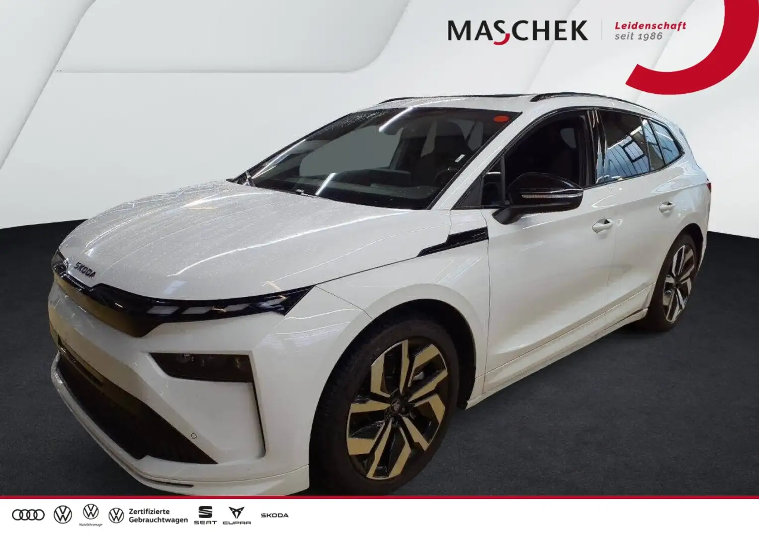 Skoda Enyaq Sportline 85x Pano AHK Kamera Wärmepumpe AHK Pano Weiß - 1