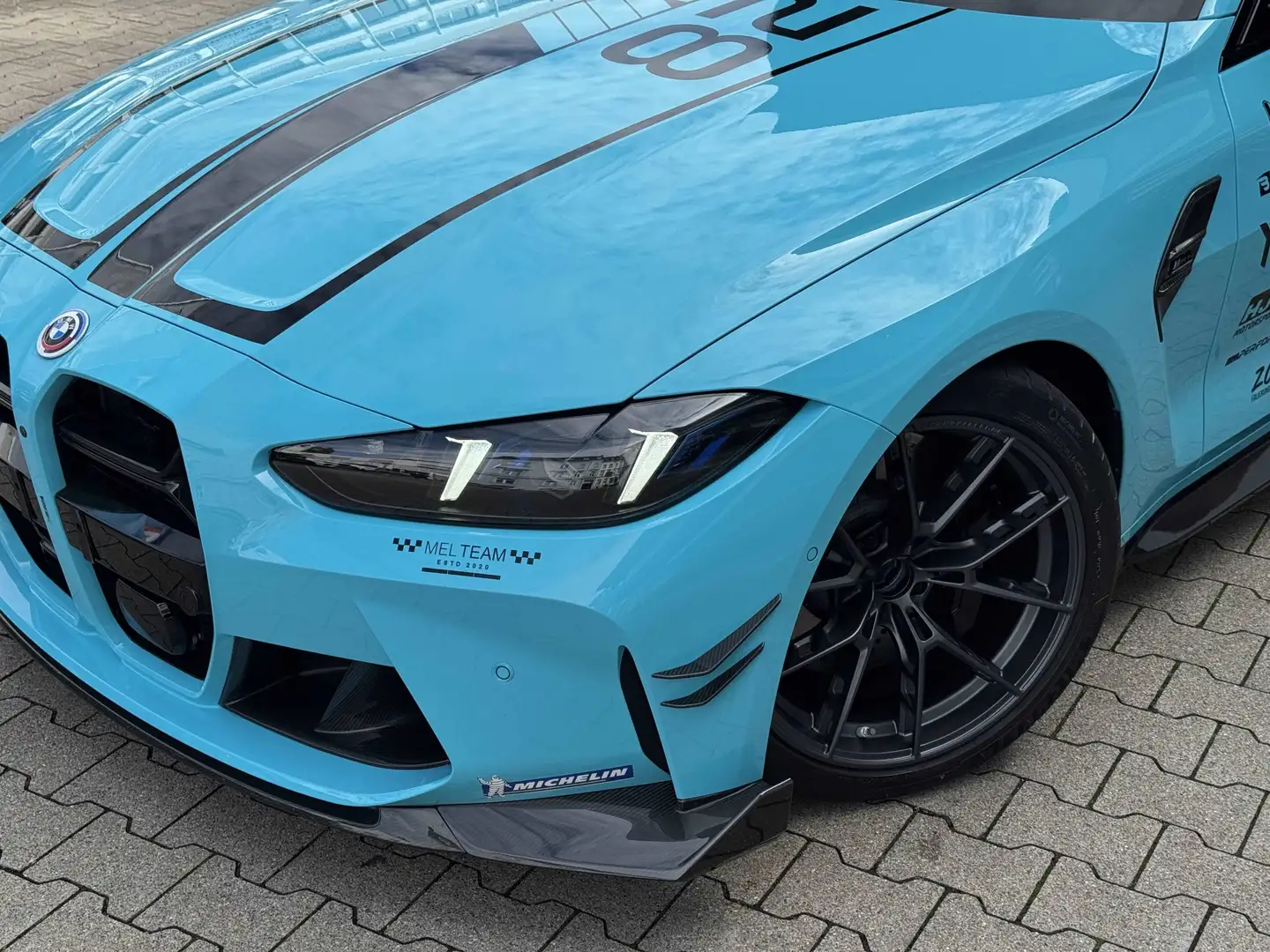 BMW M4 Competition Akrapovic HJS Down. H&R Fahrw. Blauw - 2