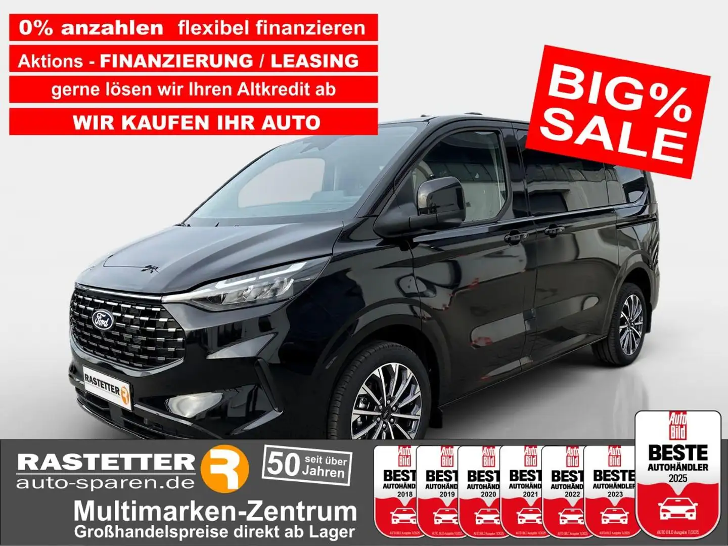 Ford Tourneo Custom L1 Titanium X 8S 5Jahre+Leder+19Z+Navi+SYNC4+ACC+3 Schwarz - 1