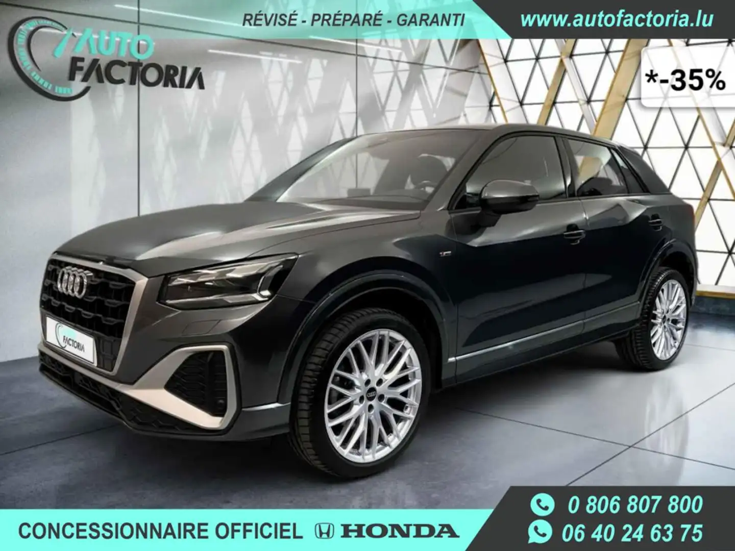 Audi Q2 -35% 35 TDI 150 BVA SLINE +GPS+CAM+MATRIX LED+Opts Gris - 1