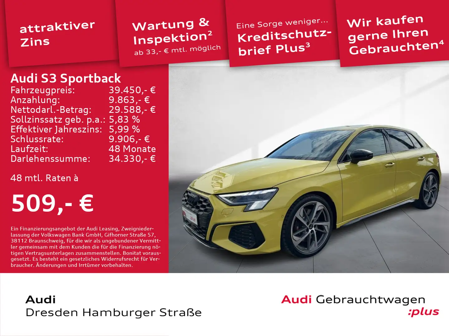 Audi S3 2.0 TFSI quattro Matrix Navi DAB Jaune - 1