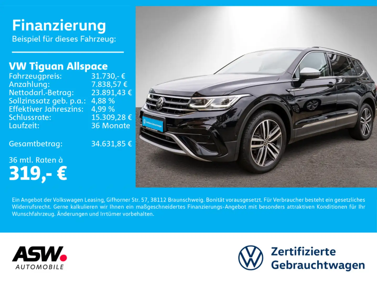Volkswagen Tiguan Allspace Elegance 4M 2.0 TDI DSG 360° AHK Noir - 1