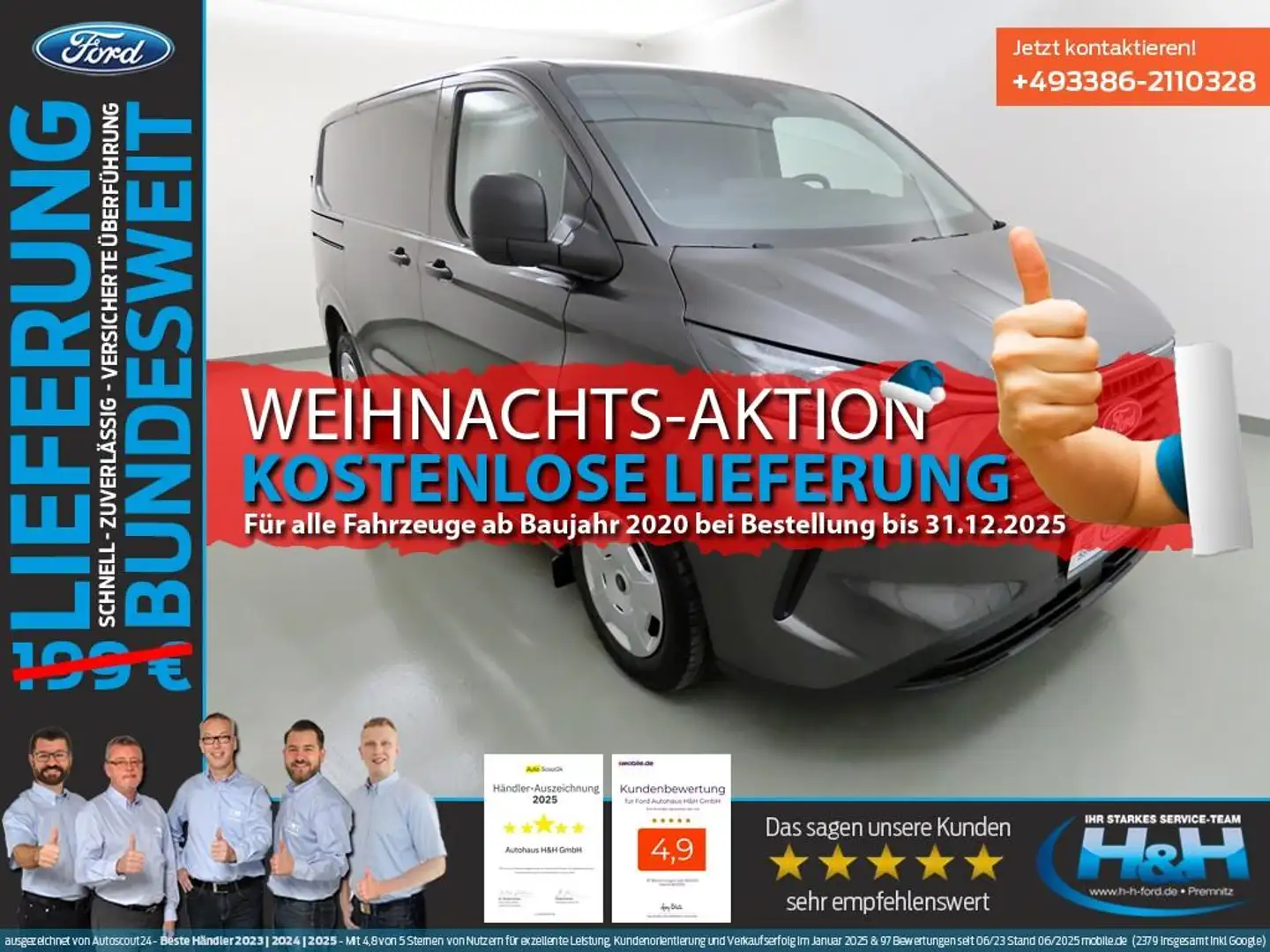 Ford Transit Custom 2.0 320L1 Trend TechnoPak+LED+SHZ Grau - 1
