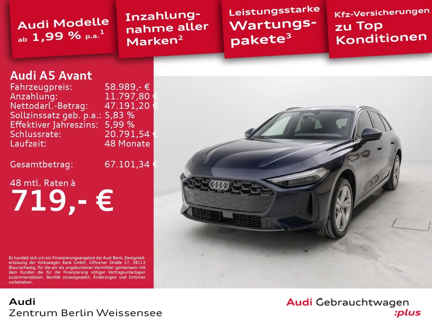 Audi A5 TDI 150 kW S-TRO*MATRIX*AHK*360*NAV*SHZ Blau - 1