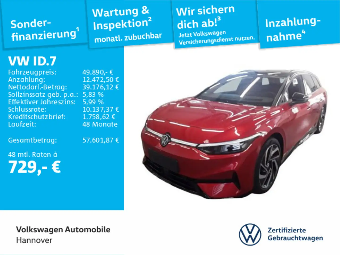 Volkswagen ID.7 Tourer Pro S Navi AHK LED-Matrix Kamera HuD Rot - 1