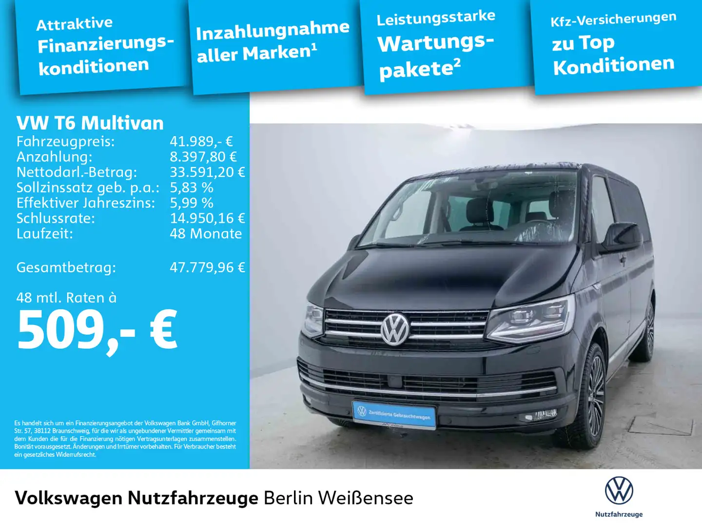 Volkswagen T6 Multivan 2.0 TDI Generation Six *DSG*ACC*LED* Schwarz - 2