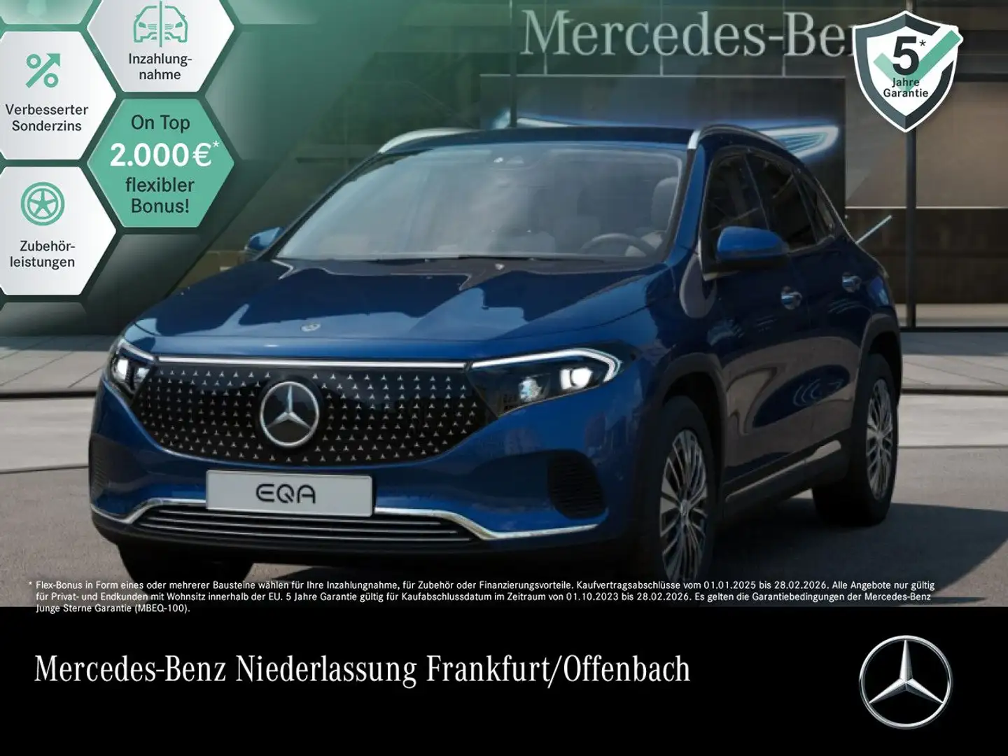 Mercedes-Benz EQA 300 4M ELECTRICART+PLUS-PAKET+AHK+KAMERA+SPUR Blau - 1
