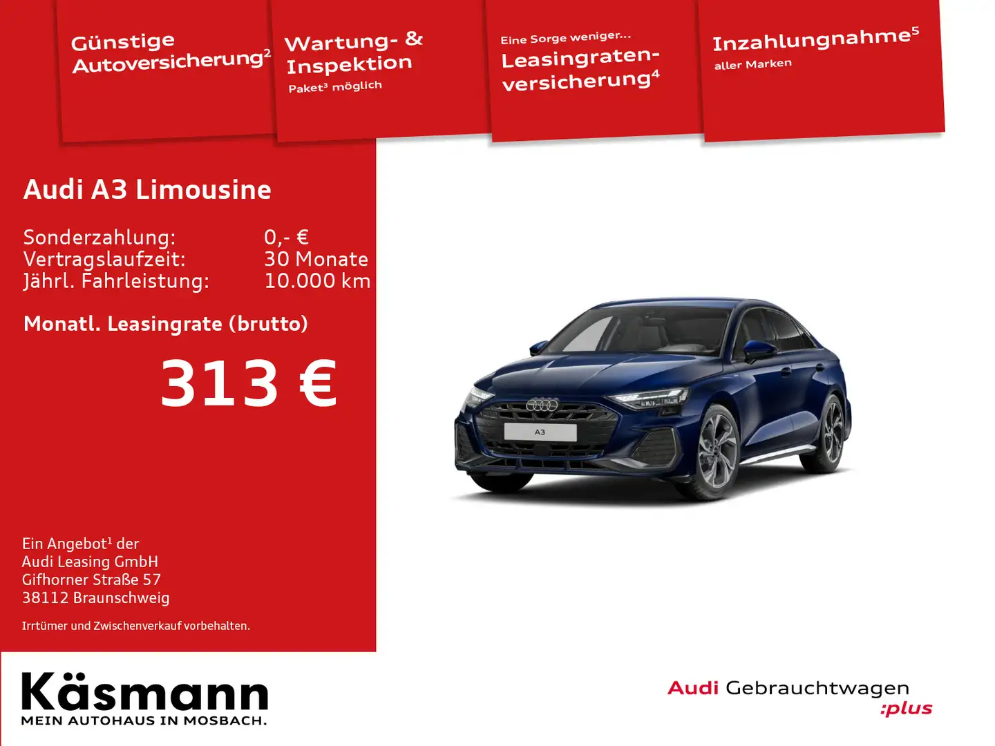 Audi A3 S line 30TFSI LED KAM ACC NAV SHZ Blau - 1
