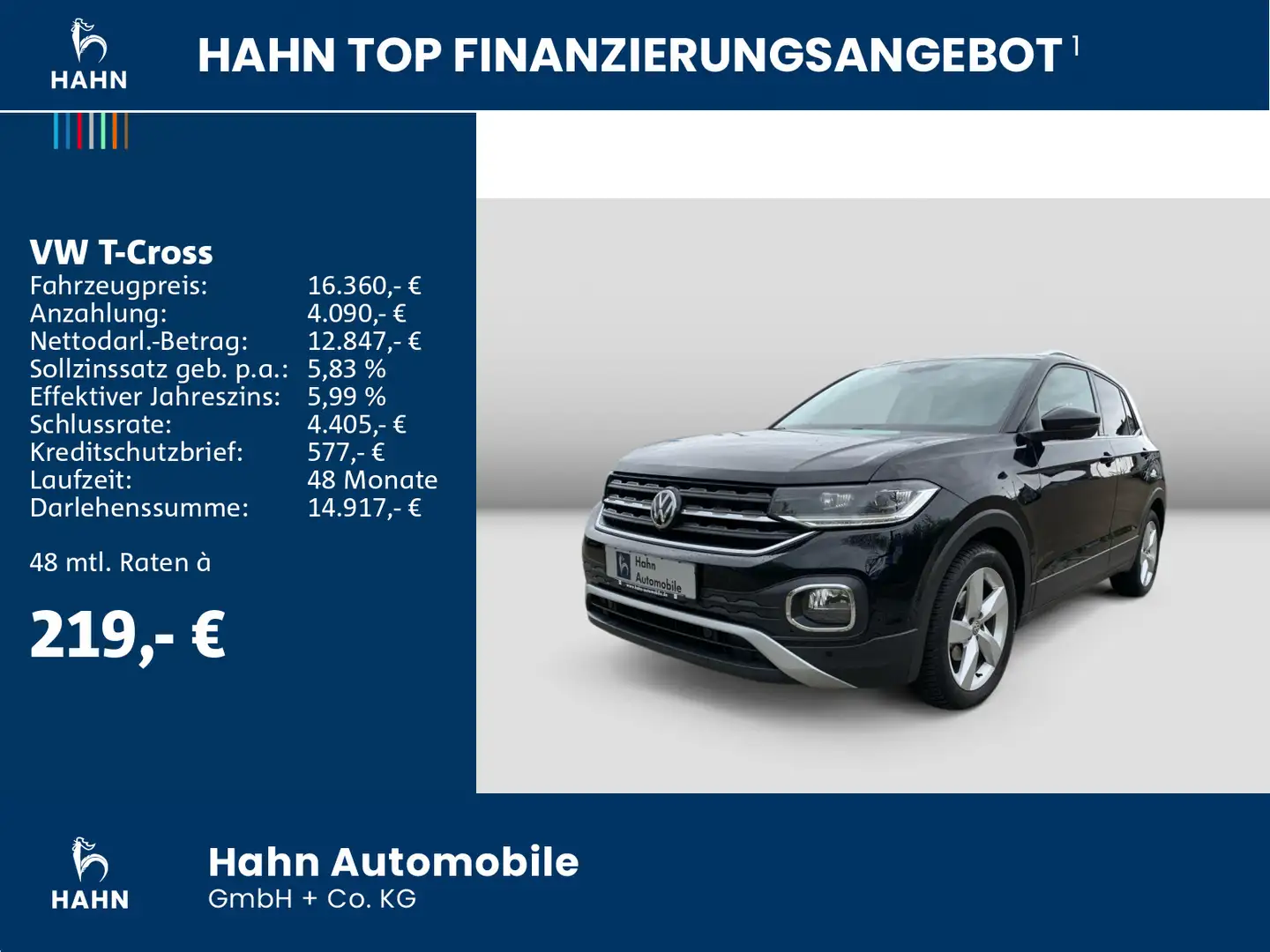 Volkswagen T-Cross 1.0TSI DSG Style Navi LED Sitzh Climatr Noir - 2